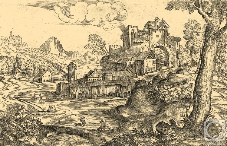Kolotikhin Mikhail. Landscape with a castle on the river