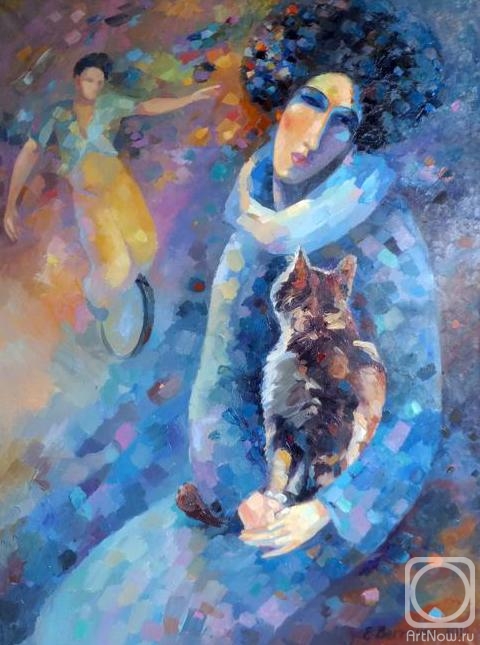 Berezina Elena. Columbine with a cat