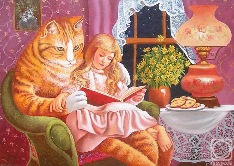 Yurov Viktor. Girl and cat