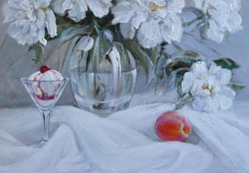 Still life with peonies and ice cream (fragment)