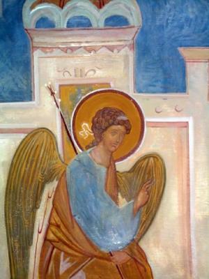 Copy the Dionisy`s fresco Annunciation from St.Ferapont Belozero Monastery (Detal). Lutokhina Ekaterina