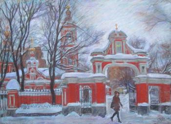 Painting Moscow, Pimen the Great Temple in New Vorotniki, winter. Dobrovolskaya Gayane