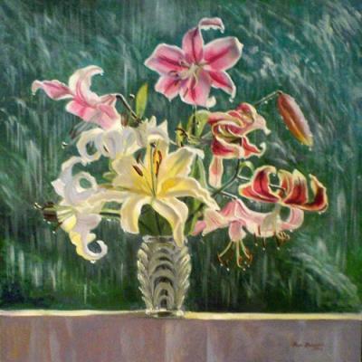 Painting Bouquet of Lilies. Krasnova Nina