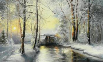 Winter forest at dawn. Khrapkova Svetlana