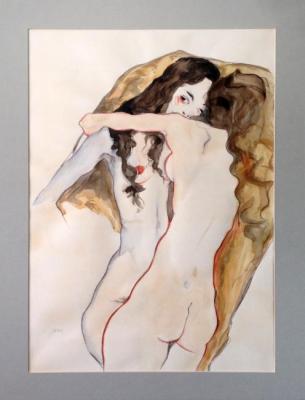 Egon Schiele-Zwei sich umarmende Frauen-1911.  