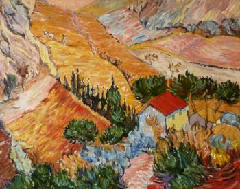 Vincent Van Gog Landscape with House and Ploughman  