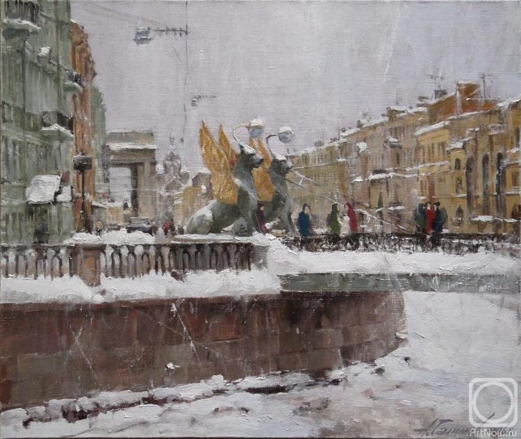 Galimov Azat. In the city of snow. Bank Bridge. St.Petersburg