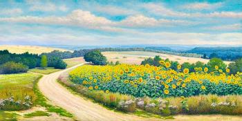 Sunflowers by the road (giclee)
