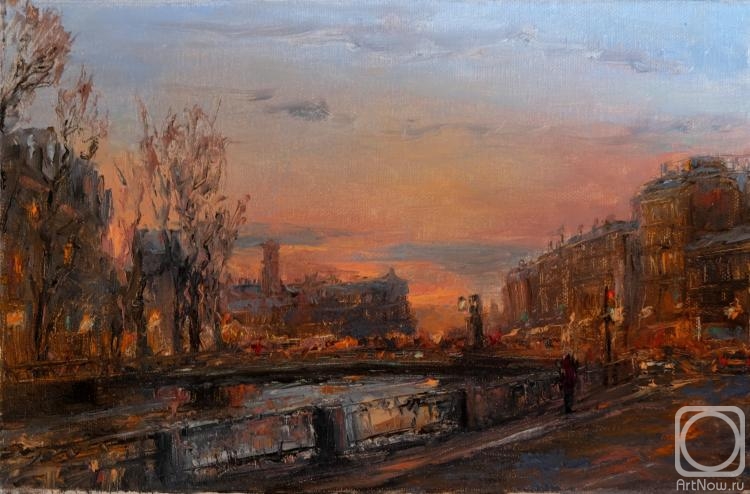 Solovev Alexey. Dawn near Alarchin Bridge, Saint-Petersburg