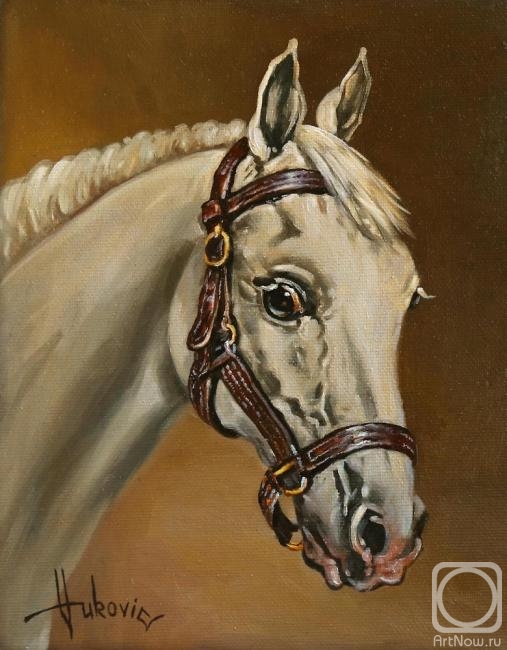 Vukovic Dusan. White Horse - portrait