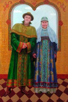 Portrait of the Kryukovs in princely vestments