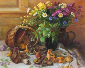 Bouquet and basket with mushrooms (). Shumakova Elena