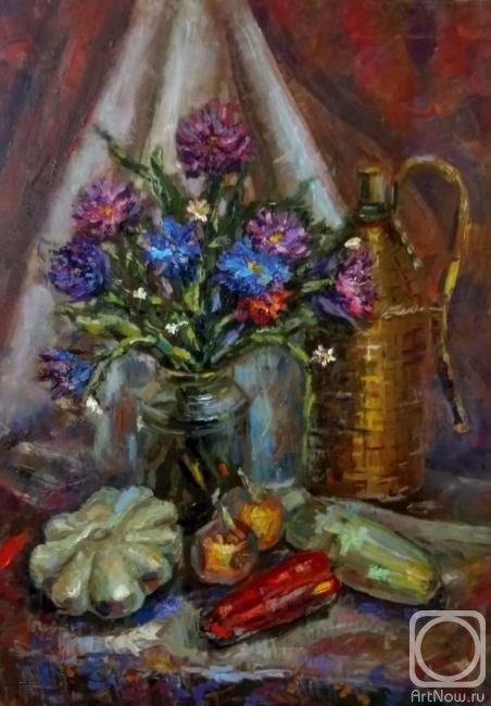 Silaeva Nina. Still life with flowers and vegetables