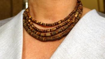 Eco-boho plum necklace. Karaceva Galina