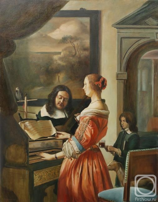 Sviatoshenko Andrei. Enlarged copy of a painting by Frans van Mieris "Musicians"
