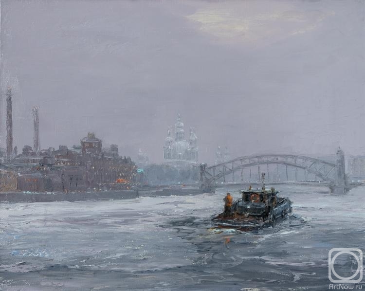 Solovev Alexey. Tug-icebreaker at River Neva