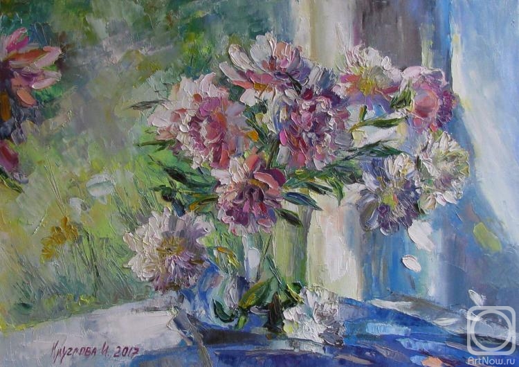 Kruglova Irina. Bouquet of peonies window
