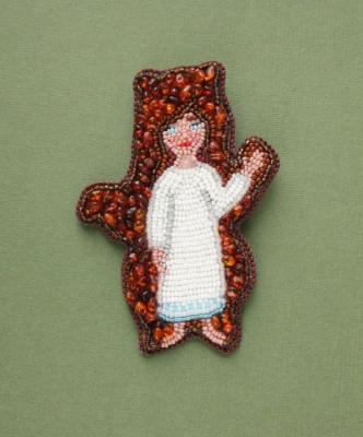 Brooch "The Girl and the Totem". Lapina Albina
