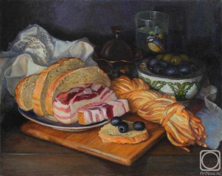 Shumakova Elena. Still life with ham and cheese chechil
