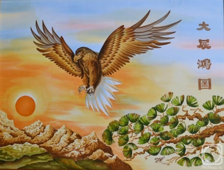 Kopylova Nadezhda. An eagle soaring above the sun