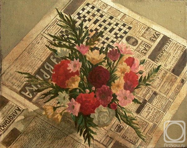 Hohriakova Anastasia. Flowers on Newspaper