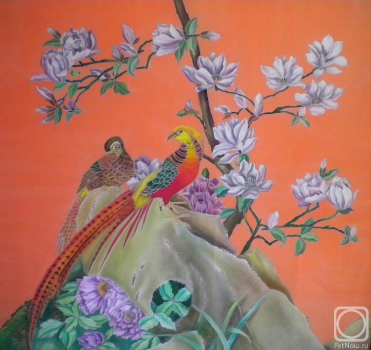 Moskvina Tatiana. Batik-scarf "Chinese motifs"