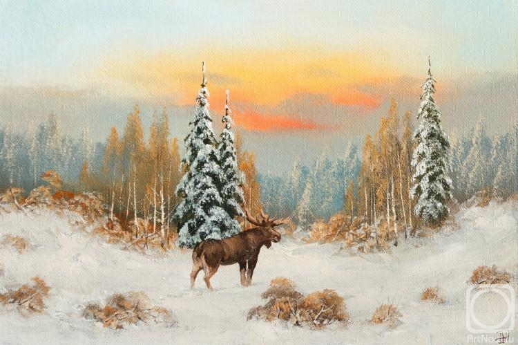 Lyamin Nikolay. Winter forest. Elk