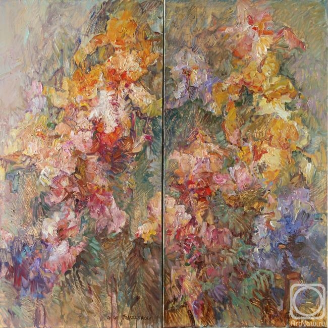 Podgaevskaya Marina. Irises (abstract) diptych