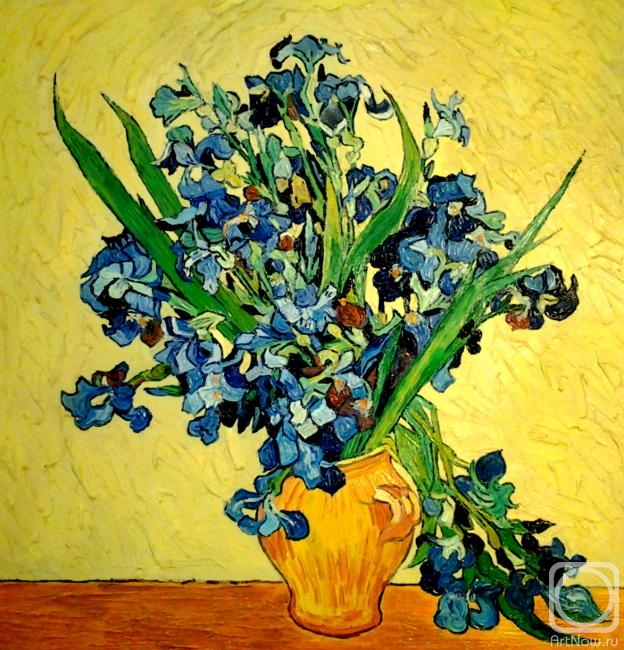 Bruno Augusto. Still Life: Vase with Irises. a copy of Van Gogh