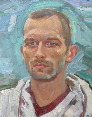 Detail of a portrait of Rosen Bakalov, head