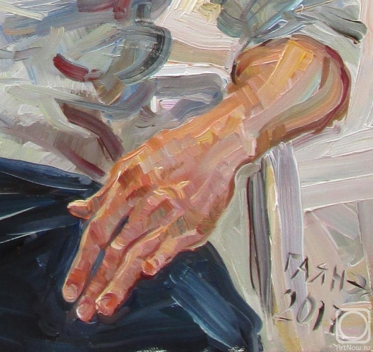 Dobrovolskaya Gayane. Detail of a portrait of Rosen Bakalov, left hand