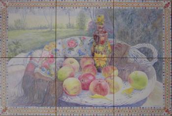 Still life with apples and Pavlopasad scarf. Yakimets Olga