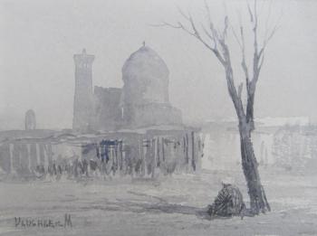 Landscape with a lonely old man (). Mukhamedov Ulugbek