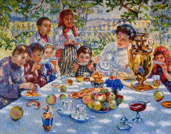 Copy of a picture of Bogdanov-Belsky "teacher's Name-day"