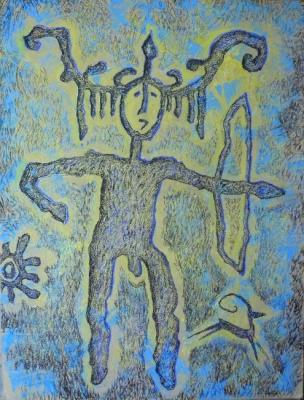 Hunter. From series "Petroglyphs of Mugur-Sargola". Sannikova Vera
