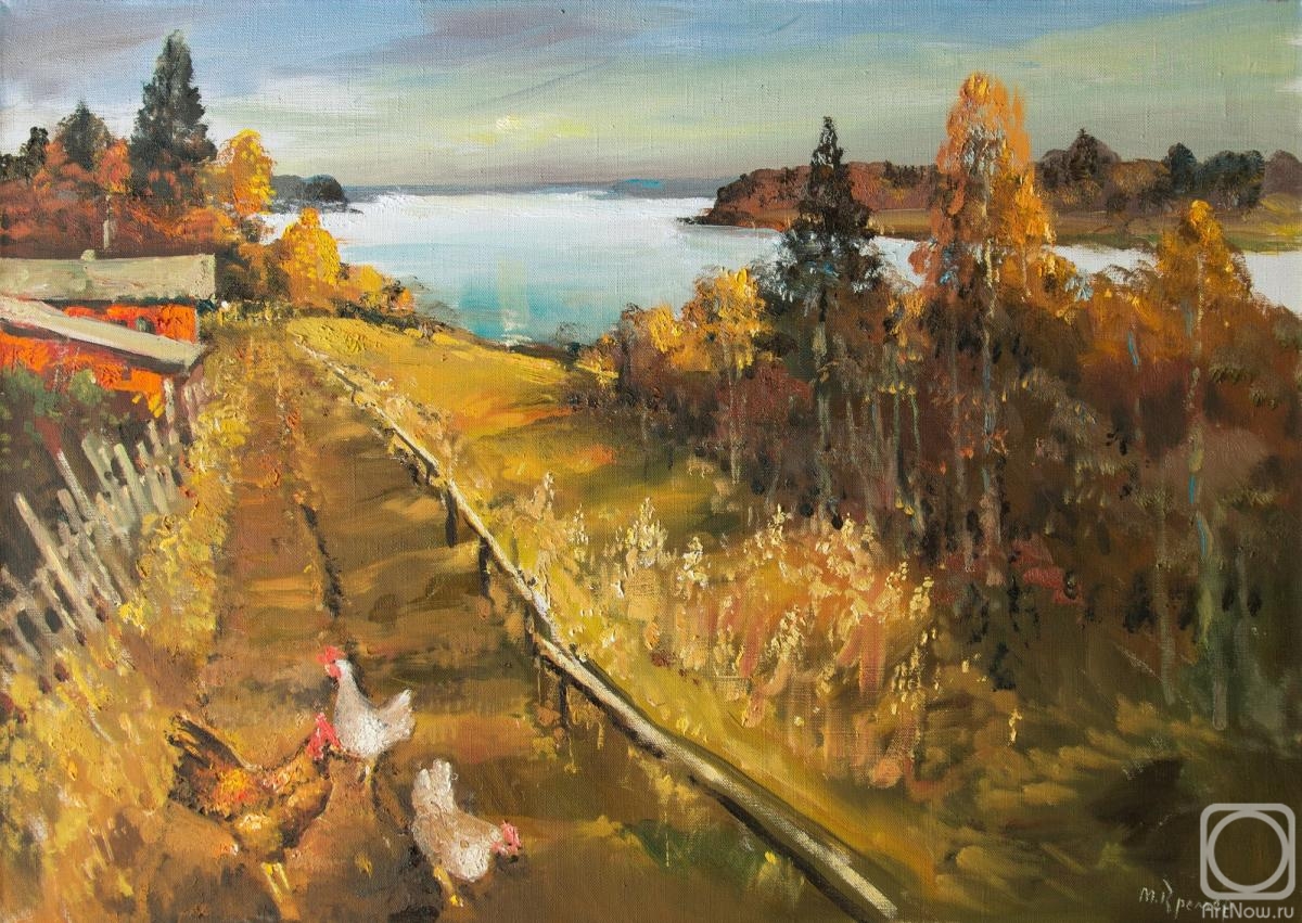 Kremer Mark. Warm autumn over the Lake, chickens