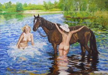 Horse bathing. Tsygankov Alexander