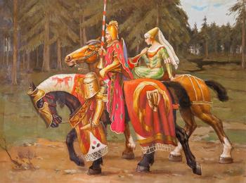 Copy of a painting by Alphonse Mucha. Heraldic chivalry. Kamskij Savelij