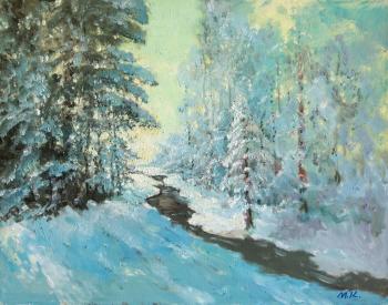 Winter in the forest, stream
