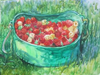 Strawberries and yellow raspberries. Kruppa Natalia