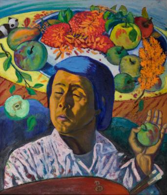 Self-portrait with an apple. Li Moesey