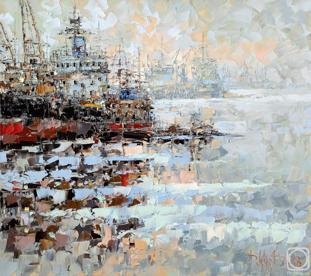 Kustanovich Dmitry. In the port on the Neva in winter