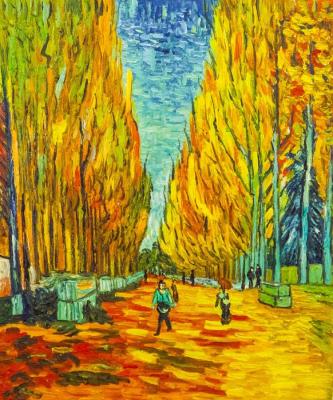 A copy of Van Gogh's painting. Aliscamp Alley, 1888. Vlodarchik Andjei