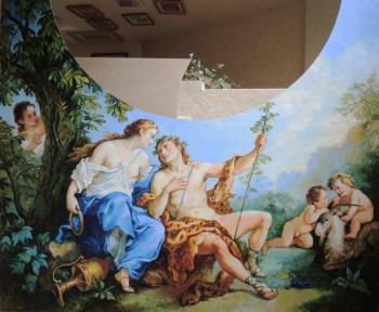 Copy of the picture Natyuara "Ariadna and Bacchus" painting of a caisson. Simonova Olga