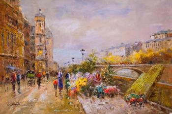 A free copy of Antoine Blanchard's painting. The Quay of the Seine. Vevers Christina