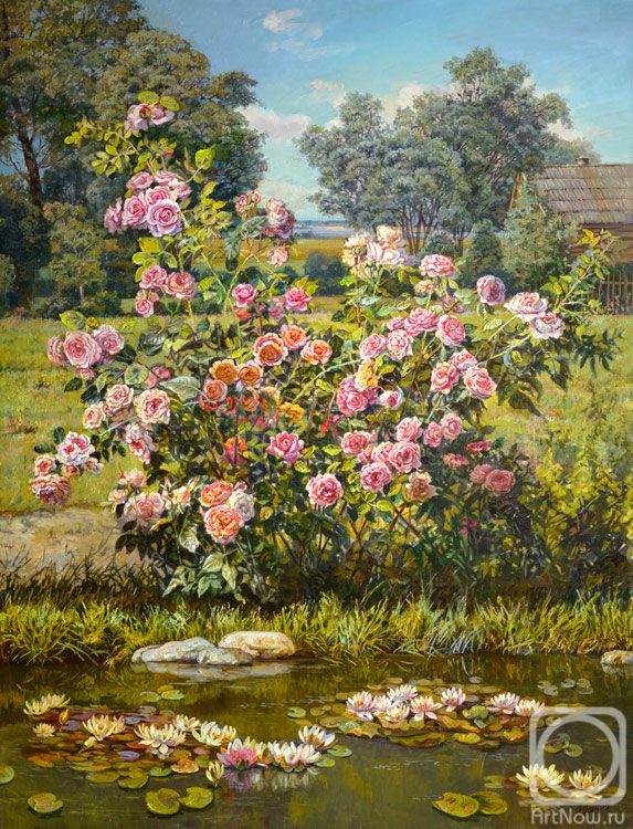 Panov Eduard. Rose bush by the pond