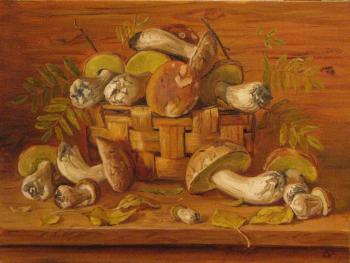 Painting Mushrooms in a basket. Fomina Lyudmila