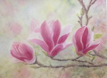 Three buds of magnolia. Fomina Lyudmila