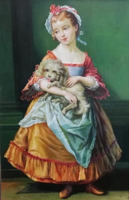 Copy of Pompeo Batoni's painting. Countess Stanhope holds a dog. Kamskij Savelij