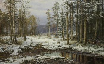 Copy of painting. Ivan Shishkin. The first snow